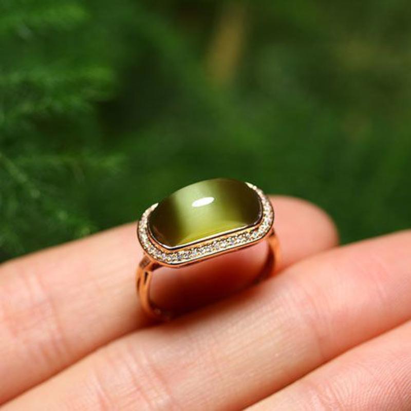 New natural Hetian jasper rings for women exquisite light luxury ethnic style engagement party  jewelry adjustable