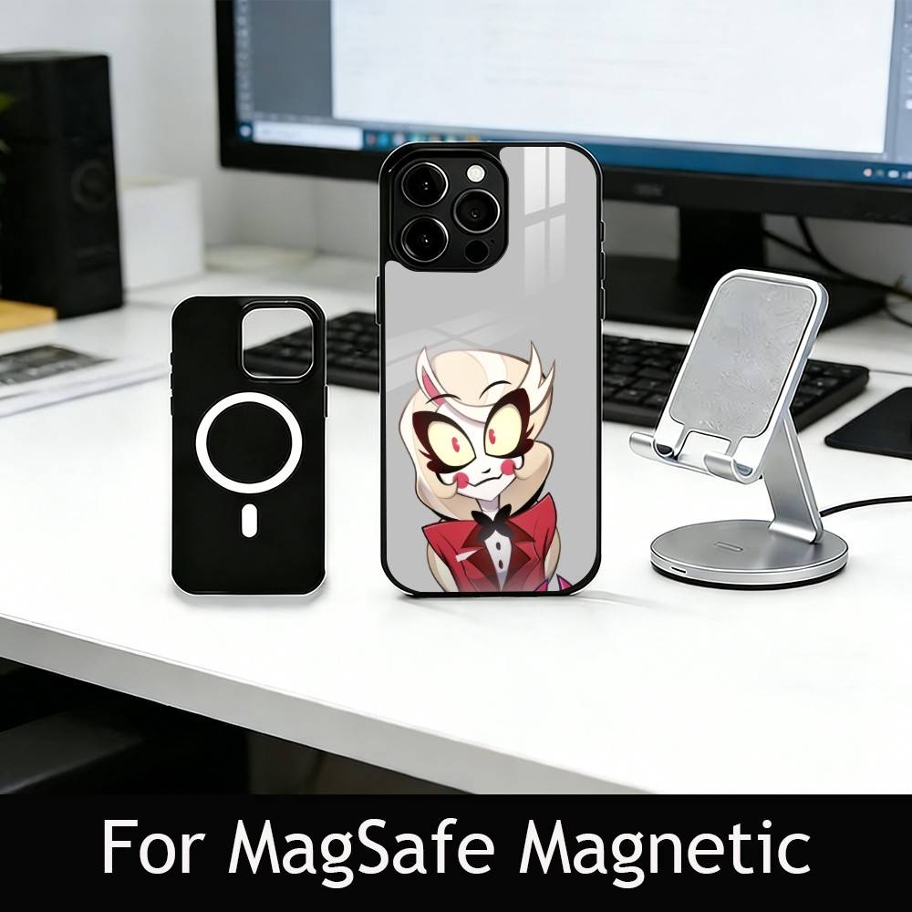 

H-Hazbin C-Charlie Phone Case For iPhone17,16,15,14,13,12,11 Plus,Pro Magnetic with Magsafe Wireless Charging iPhone16