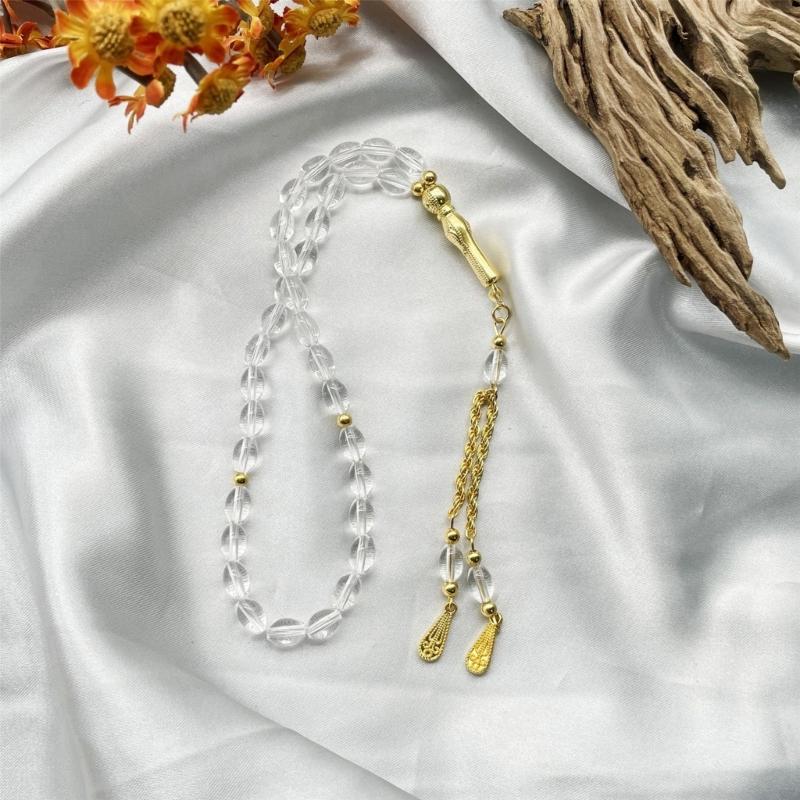 Glass Prayer Beads Tasbih 33 Muslims Prayer Beads Rosary Beads Bracelet with Tassels Muslims Islams Misbaha Bracelet