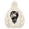 Khc0119 Ghost Skull Fleece Hoodie - Cream