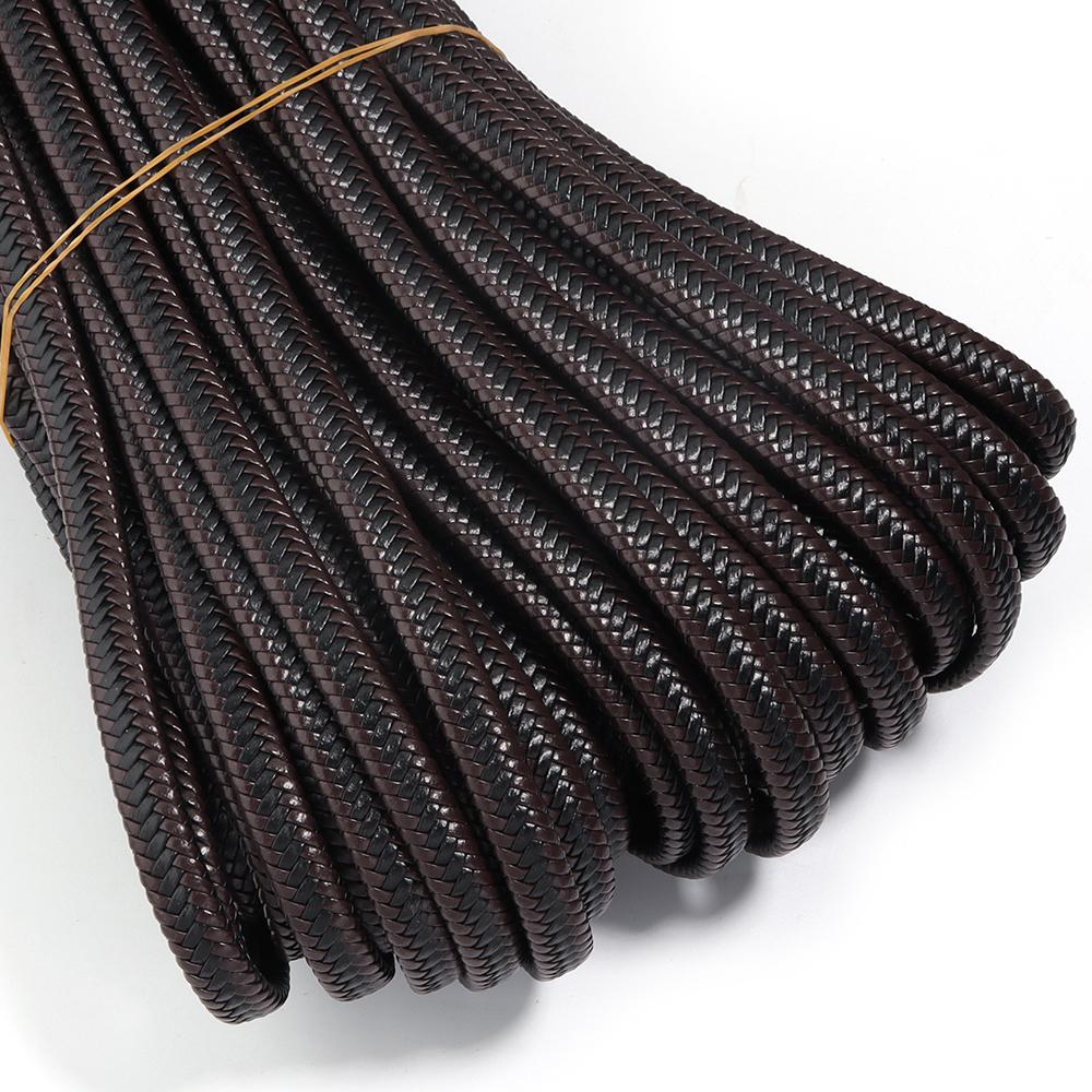 

2 Yards/lot Flat Braided PU Leather Rope 11mm Two-colors Cord for DIY Bracelets Crafts Jewelry Home Handmade String Accessories