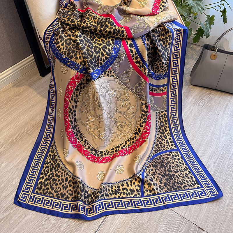 Cashew Flower Fashion Shawl Spring And Summer Imitation Silk Decorative Scarf Women'S Retro Temperament Outer Decorative Scarf