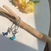 Dreamy Watercolor Blue Butterfly Pendant Silver Chain Bracelet