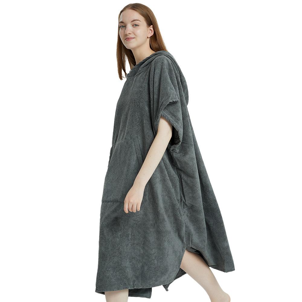 Microfiber Bath Towel Bathrobes Wearable Quick-Drying Outdoor Swimming Change Clothes Hooded Travel Portable Diving Surf Towel