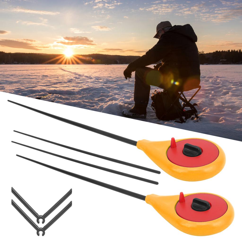 2 Σετ Χειμερινό Φορητό Μίνι Καλάμι Ψαρέματος Πάγου Απλή Συσκευή Καλαμιού Ψαρέματος Σετ Αξεσουάρ Κίτρινο