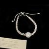 Colorful Round Zircon Pink Stretch Bracelet for Women Light Luxury Exquisite Niche Hand Jewelry