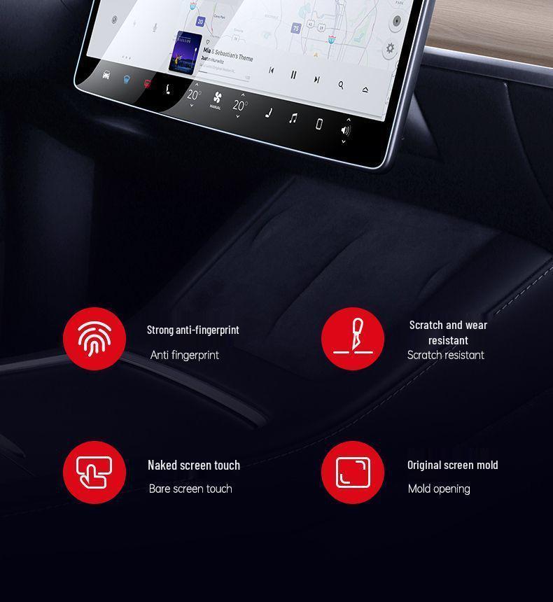 Tesla Model Y/3 2025 Edition: Ultra-Klares gehärtetes Glas für Mittelkonsole & hintere Armlehne