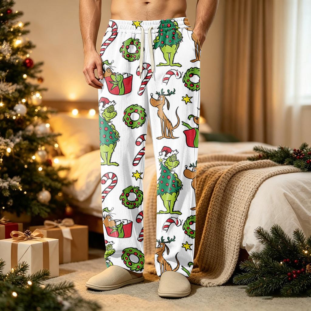 Herren Casual Strickhose mit weihnachtlichem Print, Farbe und Taschen für die Feier