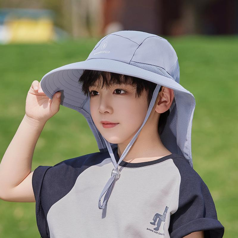 Children's hats boys and girls outdoors big eaves shawl neck protection sun hat summer breathable sun protection bucket hat