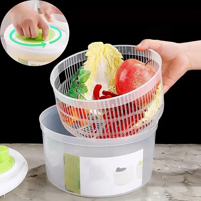 Manual Vegetable Salad Spinner Lettuce Dryer, Kitchen Fruit Veggie Washing Basket with Drain