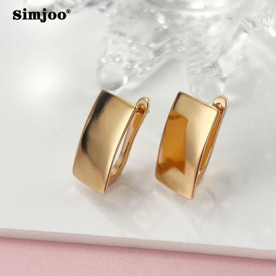 Σκουλαρίκια SIMJOO Ορθογώνια Γεωμετρικά Μοντέρνο Στυλ Γυαλιστερό Ροζ Χρυσό Χρώμα