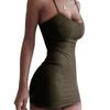Dress Sexy Slim-fit Solid Color Women Suspender Dress for Party