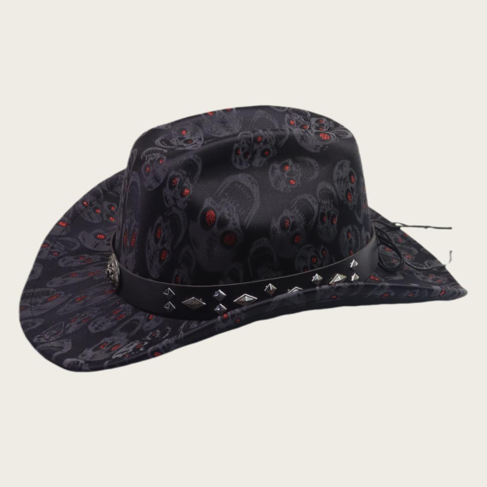 Premium European and American Jazz Hat Top Hat Halloween Party Dark Skull Hat Western Cowboy Hat