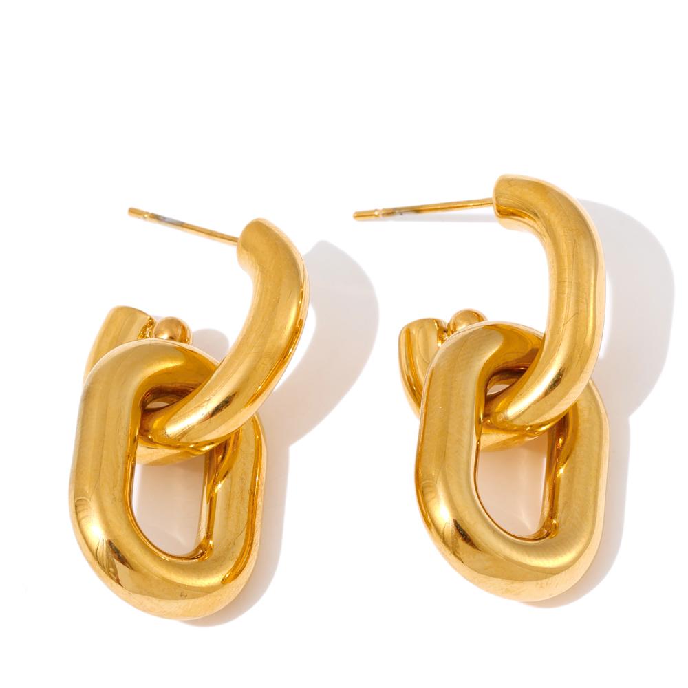 Yhpup Popular Stainless Steel Geometric Chunky Drop Earrings Water Resistant Distinctive Statement Versatile Daily Jewelry 2025
