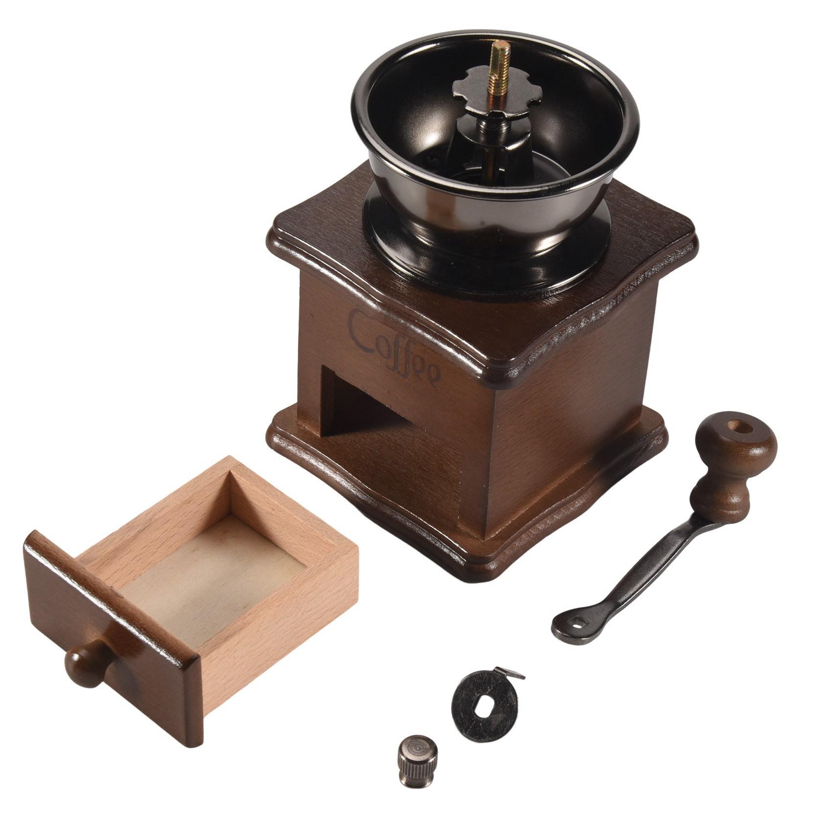 4X Manual Coffee Grinder Wood / Metal Hand Mill Spice Mill (Wood Color)