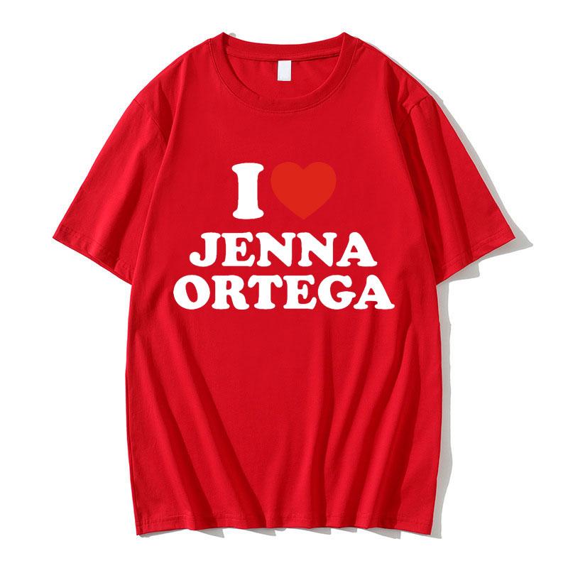 I Love Jenna Ortega Tshirt Summer Hip Hop Crewneck Short Sleeve 100% Cotton  Fashion Casual Oversized Women T-shirts Streetwear