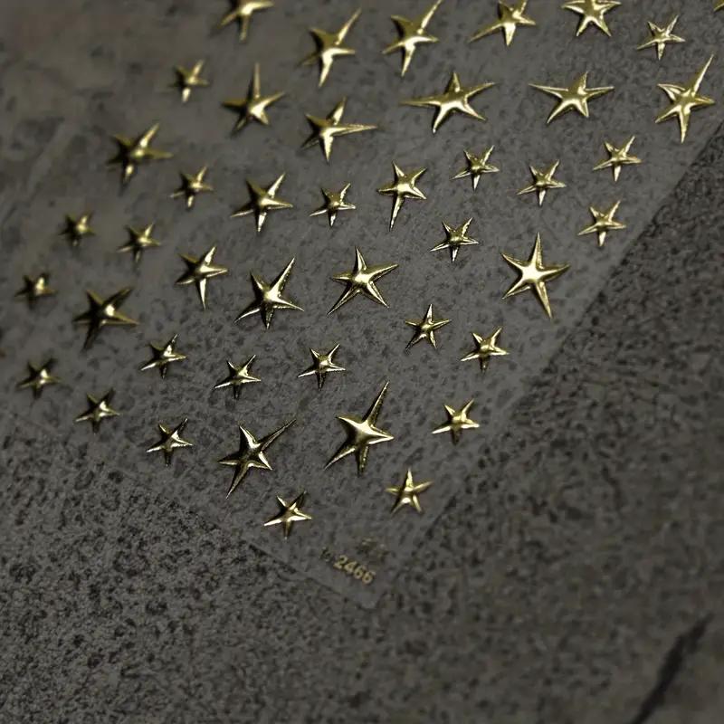 3D Bronzing Laser Silver Irregular Star Nail Decals Metallic Effect Silver Pentagram Nail Decals Adhesive Nail Art Star Stickers