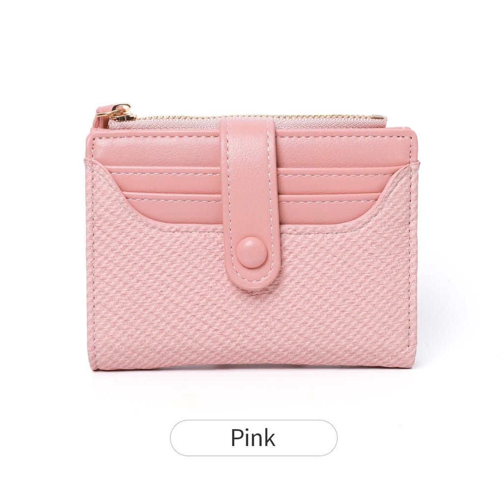 Stylish Mini Women's Wallet / Premium PU Leather Bi-fold Credit Card Holder Minimalist Solid Color Portable Zippered Coin Purse