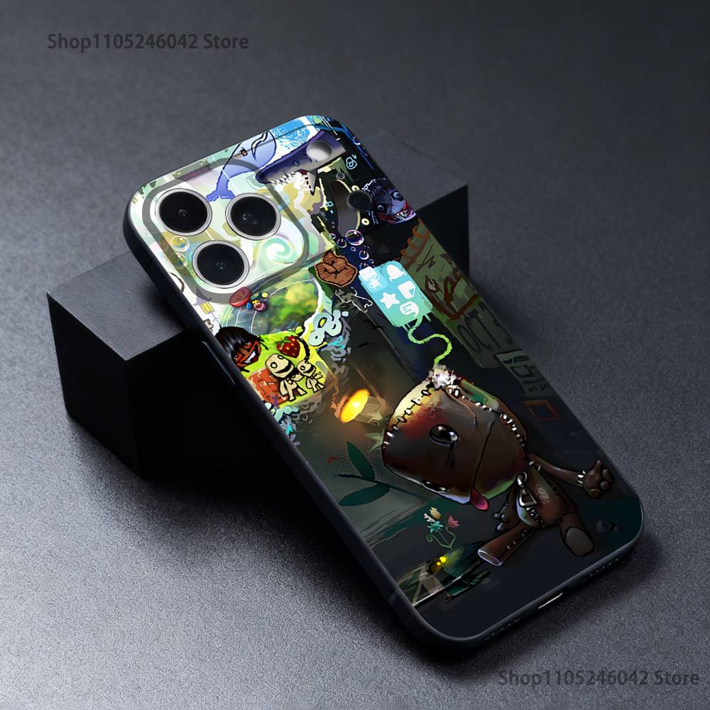 L-LBP S-Sackboy Custom Wear-resistant Phone Case For iPhone 17,16,15,14,13,12,11,Pro,Max,Plus Black Soft Cover