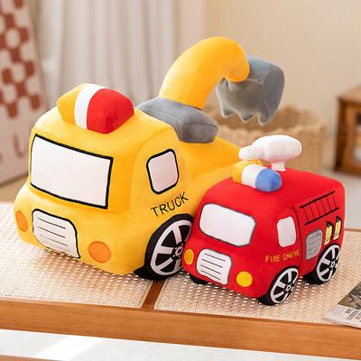 Fire Truck Doll Plush Toy Boy Sleeping Pillow Doll Children Construction Vehicle Rag Doll Excavator