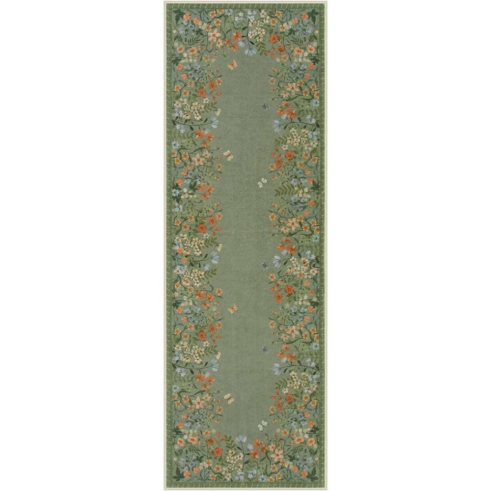 Flur Teppichläufer Langer Teppich Maschinenwaschbar Faltbar Rutschfeste Bodenmatte Frühlingsblume Heimdekoration Teppiche für Wohnzimmer