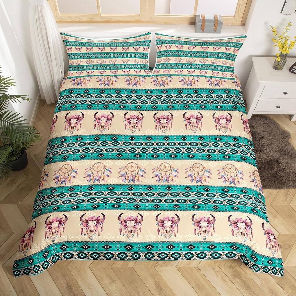 Comforter Geometric Stripes Tribal Style Queen King Size Western Cowboy Style Bedding Set Home Decor 3 Pcs With 2 S