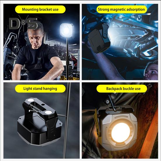 Mini Keychain Work Light Adjustable USB Rechargeable Waterproof Multi-function Portable Outdoor Camping Hiking Hanging Emergency Repair Lamp