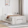 Cadre de lit avec matelas - 120x190 cm - Similicuir blanc - Rangement sous le lit - Mécanisme hydraulique