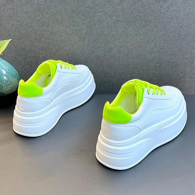 Fashion White Men's Height Increasing Shoes  Fashion Breathable Thick Soled Flat Shoes Trend Versatile Casual Board Shoes