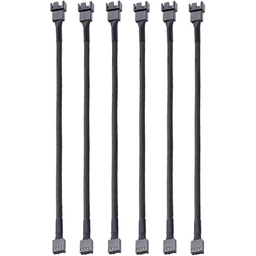 6pcs 4 Pin 26cm PWM Fan Extension Power Cable Connector Case Male to Female for Computer PWM 1 to 1