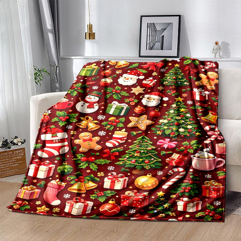 1Pc Christmas Festive Design Blanket Soft And Comfortable Casual Warm Camping Travel Christmas Halloween Gift M921357