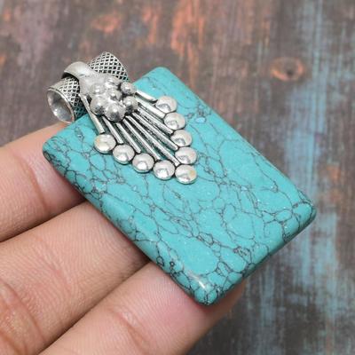 Santa Rosa Turquoise Edelsteen 925 Sterling Zilver Handgemaakte Sieraden Hanger Voor Vrouwen
