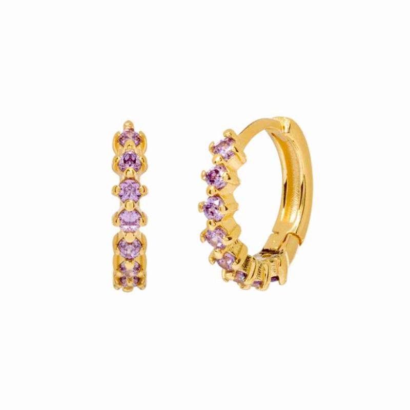 Damen 925 Silber Ohrstecker Lila Zirkon Ohrringe Creolen Lila Kristall Anhänger Ohrring Mode Hochzeits Schmuck