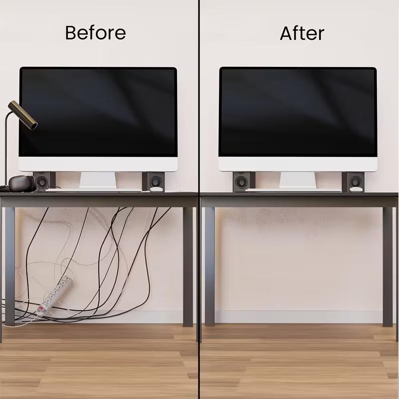 1PC 40cm/15.75inch Self adhesive Under Desk Cable Management Tray PVC Power wire hider Strip Cord Holder No Drilling wire Organi