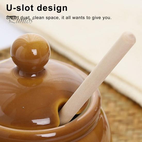 350ml Ceramic Honey Jar Farmhouse Honey Pot with Wood Honey Dipper Stick Retro Honey Dispenser Kitchen Decor for Mother's Day Wife Gift