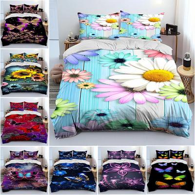 Juego de cama con diseño de mariposas en 3D para mujer y niña, funda de edredón de plumas, funda de almohada de 2 o 3 piezas, funda de cama tamaño king y queen, regalo textil para el hogar