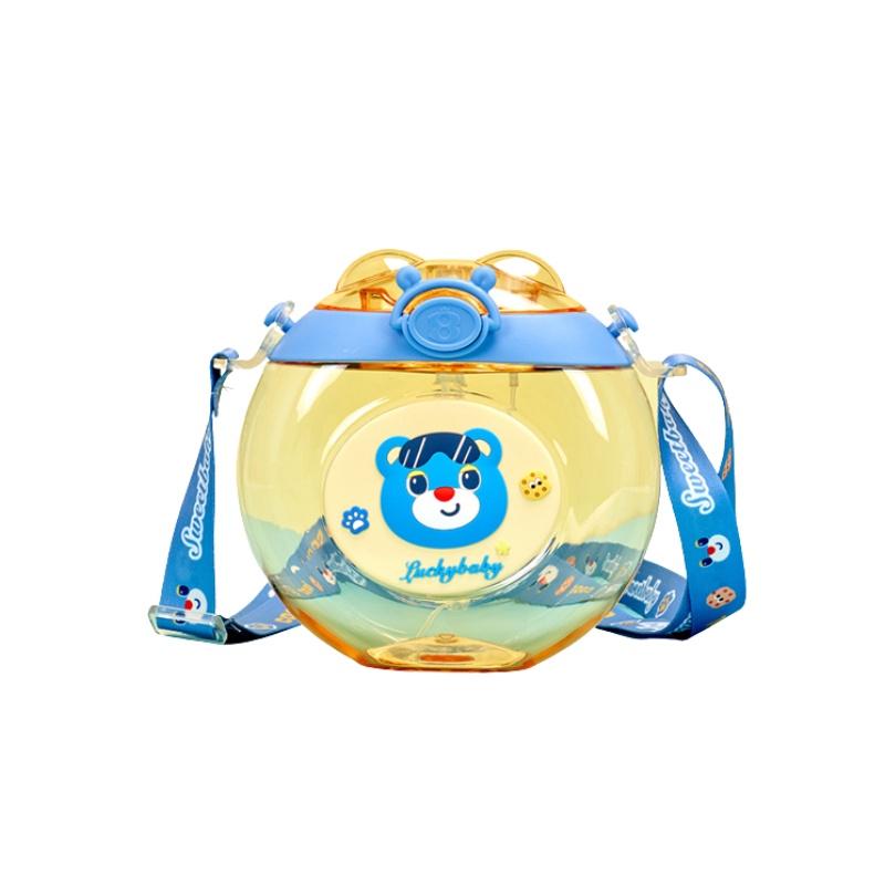 

Donut 450ml Cartoon Style Water Bottle With Straw Leakproof Portable Cup Fun Kid синій