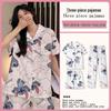 Kuromi Japanese-Style Cotton Pajamas: Women's Summer Lapel Sweet Cardigan Homewear Three-Piece Set