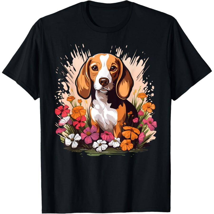 

Cute Beagle Spring Flower Garden Beautiful Nature Puppy Dog T-Shirt for Men Women Girls Kids XXXXXL