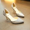 10cm Stiletto Heels Sexy Pointed Toe Sandal for Women Pearl Beaded Ankle Strap Elegant Summer Shoes
