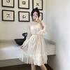 2026 Spring/Summer Star Sequin Fairy Dress with Mesh Bell Sleeves and High Waist Lace-up Design