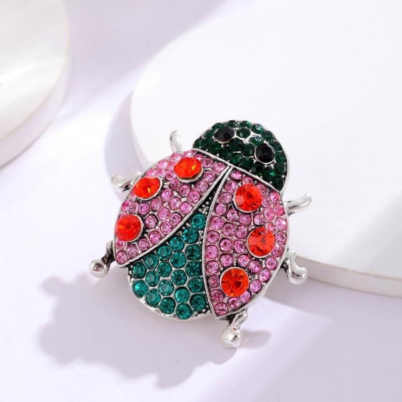 Vintage Rhinestone Beetle Brooch Fashion Animal Insects Seven Stars Ladybird Pin For Men Women Clothing Jewelry Accessories Gift
