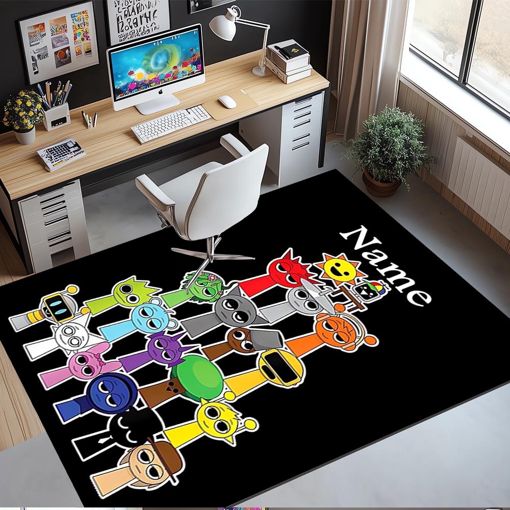 Custom Name Sprunki Printed Carpet,Rug for Office Chair Living Room Bedroom Kitchen Room Decor Gifts.