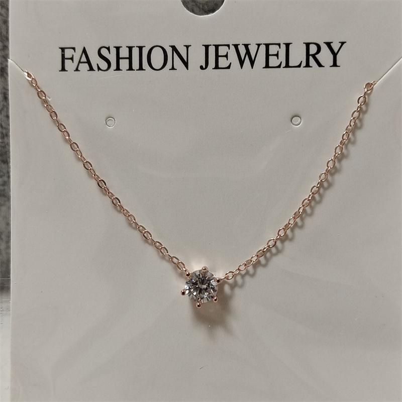 

925 Silver Gold-Plated Necklace With a Single Shiny 5A Zircon Collarbone Chain Suitable For Women s Wedding Jewelry 5mm&45CM