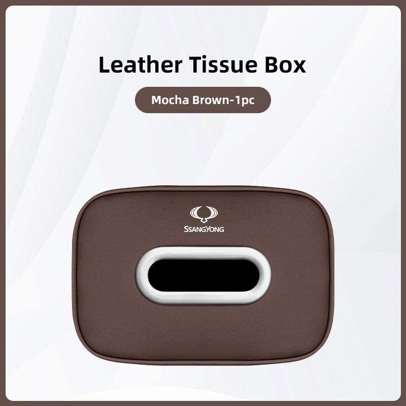 Car Tissue Box Holder Leather Car Napkin Case Sun Visor Backseat Bag For SsangYong Musso Korando Rexton Torres Tivoli M200 Xlv