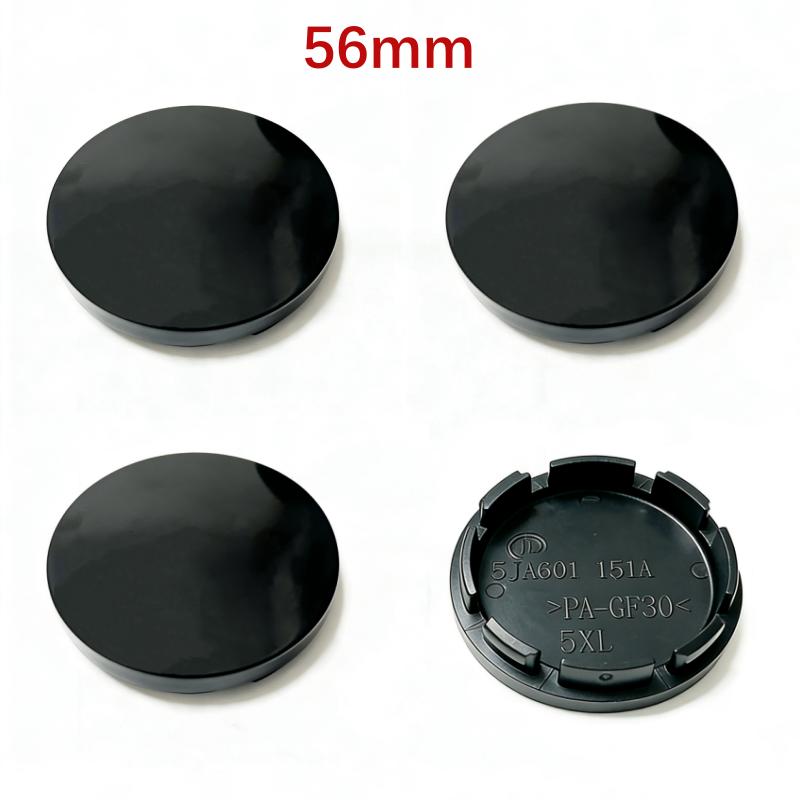 4 pezzi 68mm 65mm 60nmm 56mm 50mm 49mm 48mm Nero Cromo Argento Base Vuota Coprimozzo per Modifica Auto Universale Senza Logo Coprimozzo