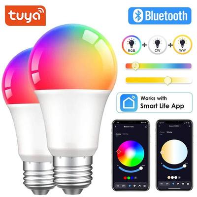 Tuya Bluetooth Smart Bulb E27 RGB+WW+CW Smart Light Bulbs Smart Life Remote Control Led Lamp