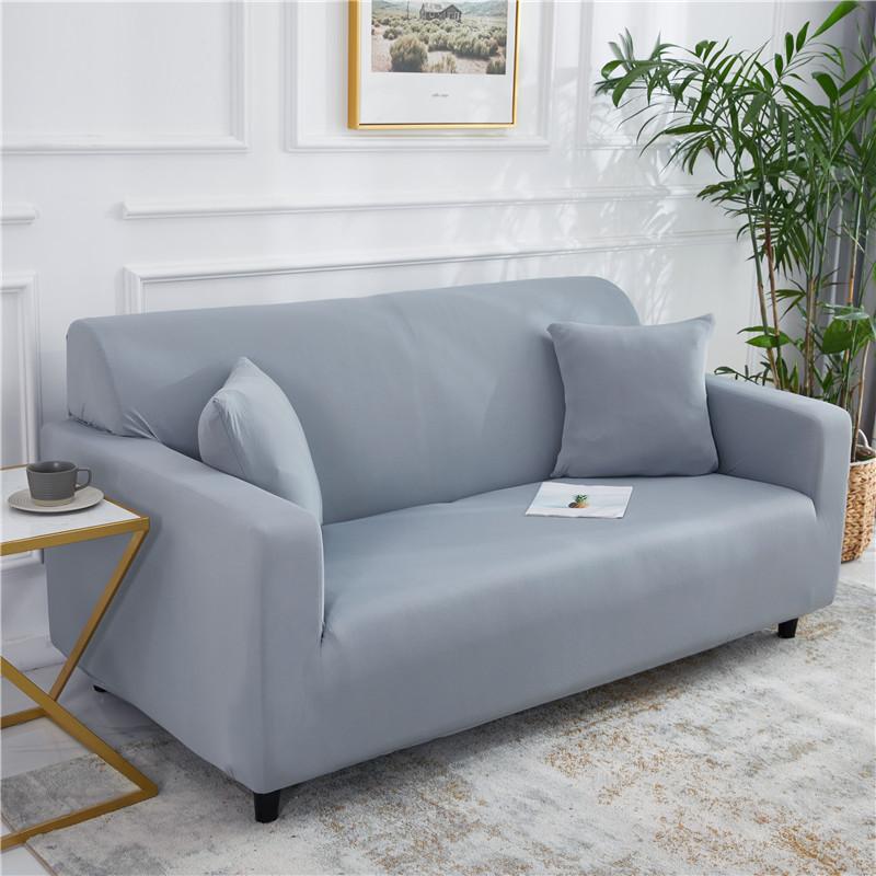 Solid Color Elastic Sofa Covers for Living Room Corner L-shape Couch Cover ArmChair Slipcover Chair Protector 1/2/3/4 Seater 1PC