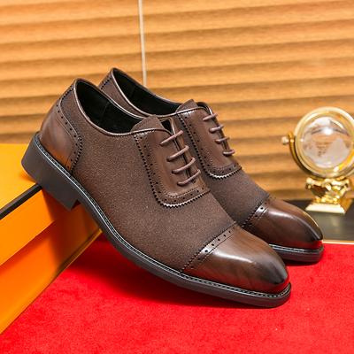 Fashion Size 38-46 Classic Men Block Shoes Men Fashion Splicing Pointed Leather Shoes Men Business Dress Shoes European Wedding Shoes