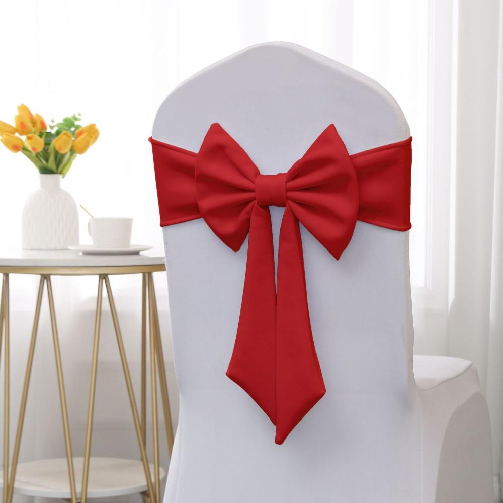 Christmas Chair Cover Bow New Sashes Elastic Bow Tie Chair Back Stretch Band Ribbons for Wedding Party Banquet Event Decoration
